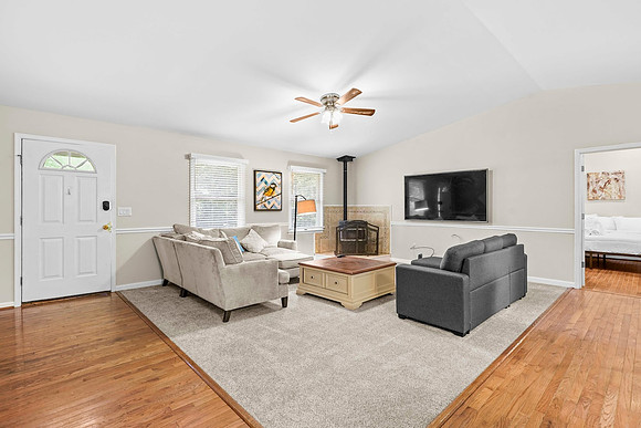Front door, living room