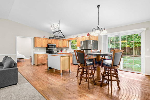 kitchen, dining area