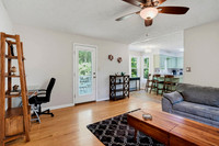 Family room with a work station