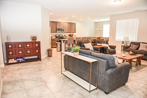 Living area, Living room and kitchen.