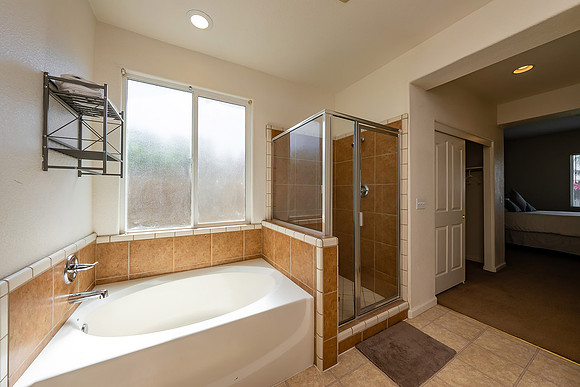 soaking tub/ walk in shower